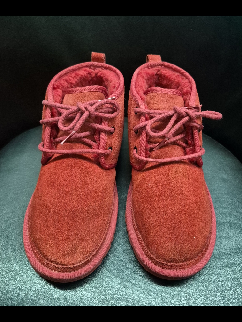 UGG Red Suede Lace-Up Ankle Boots